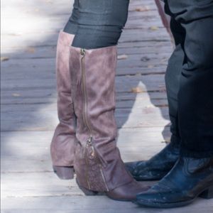 Brown knee high boots